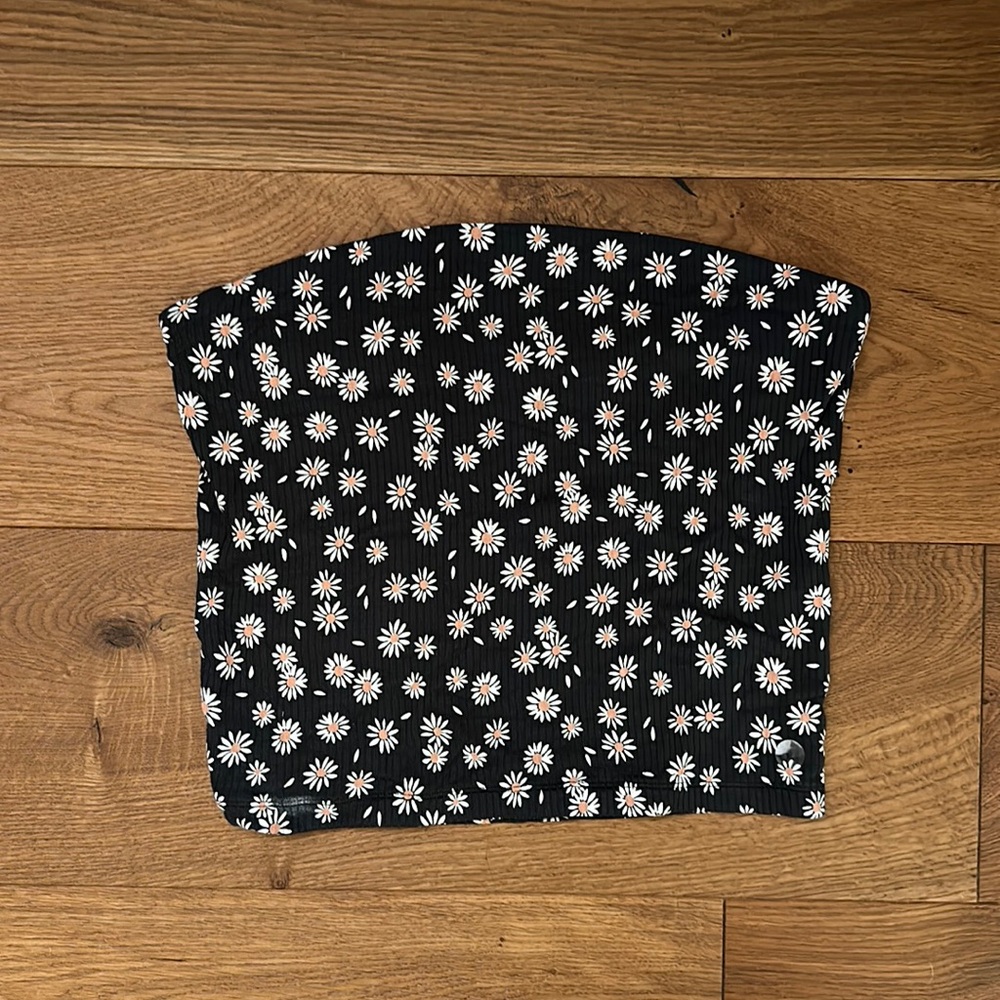 NWT American eagle tube top, black with sunflowers